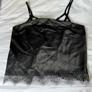 Fleur du Mal Silk Black Lace Cami Size M